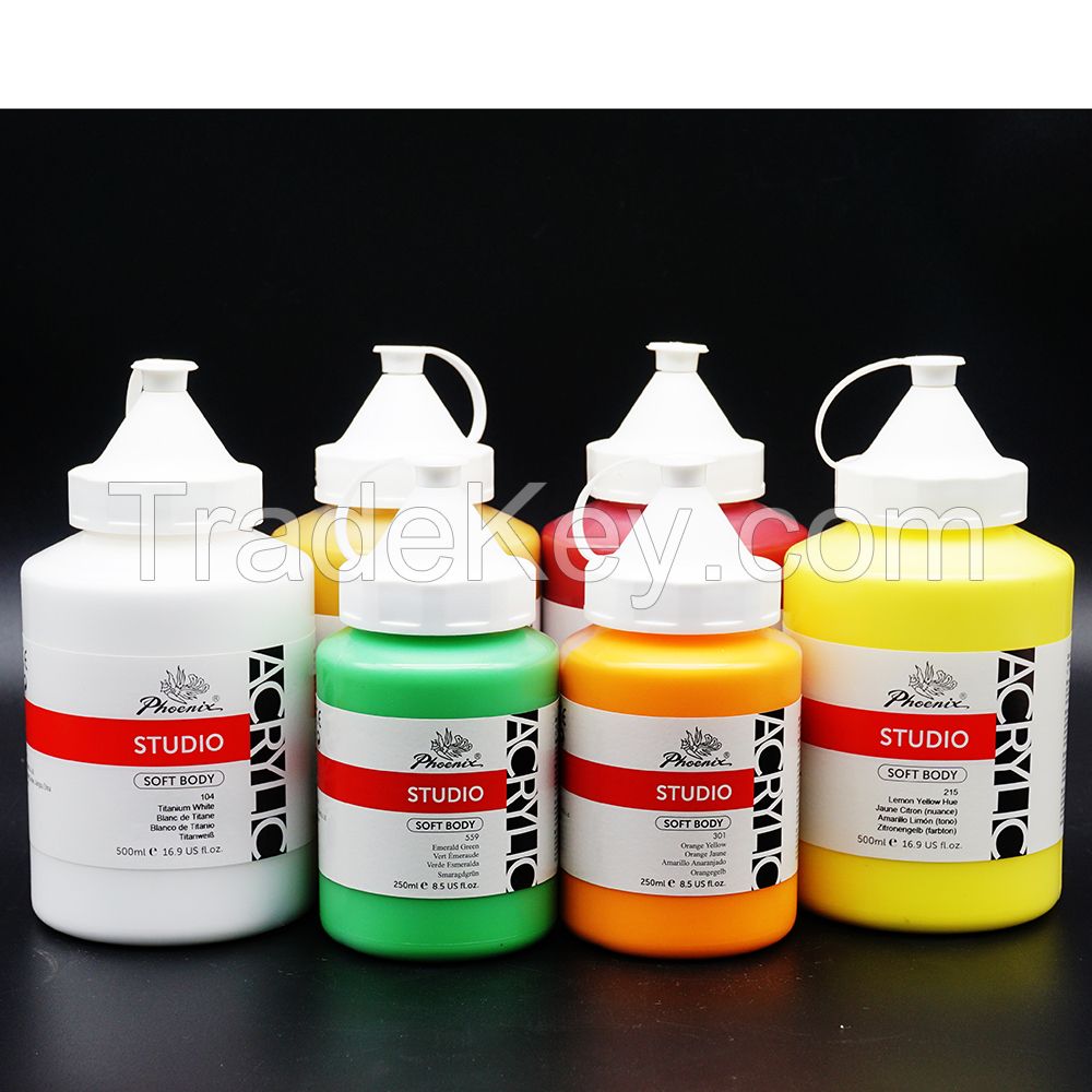 Phoenix Hot Sale Non-Toxic 19 Colors Plastic Bottle 500ml Colorful Acrylic Paint Bulk Artist Acrylic Paint