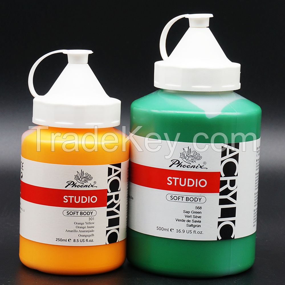 Phoenix Hot Sale Non-Toxic 19 Colors Plastic Bottle 500ml Colorful Acrylic Paint Bulk Artist Acrylic Paint