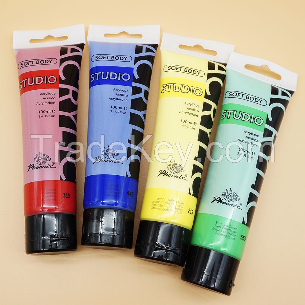 wholesale CE and AP Phoenix Multi color 100 ml acrylic paint tube package acrylic paint