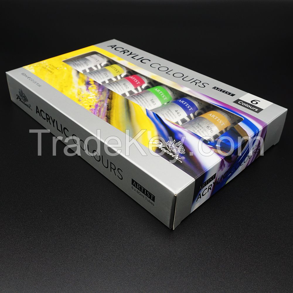 School Stationery Art Set Canvas Art Supplies Color Paint 6 Acrylic Color 60ml Acrylic Paints