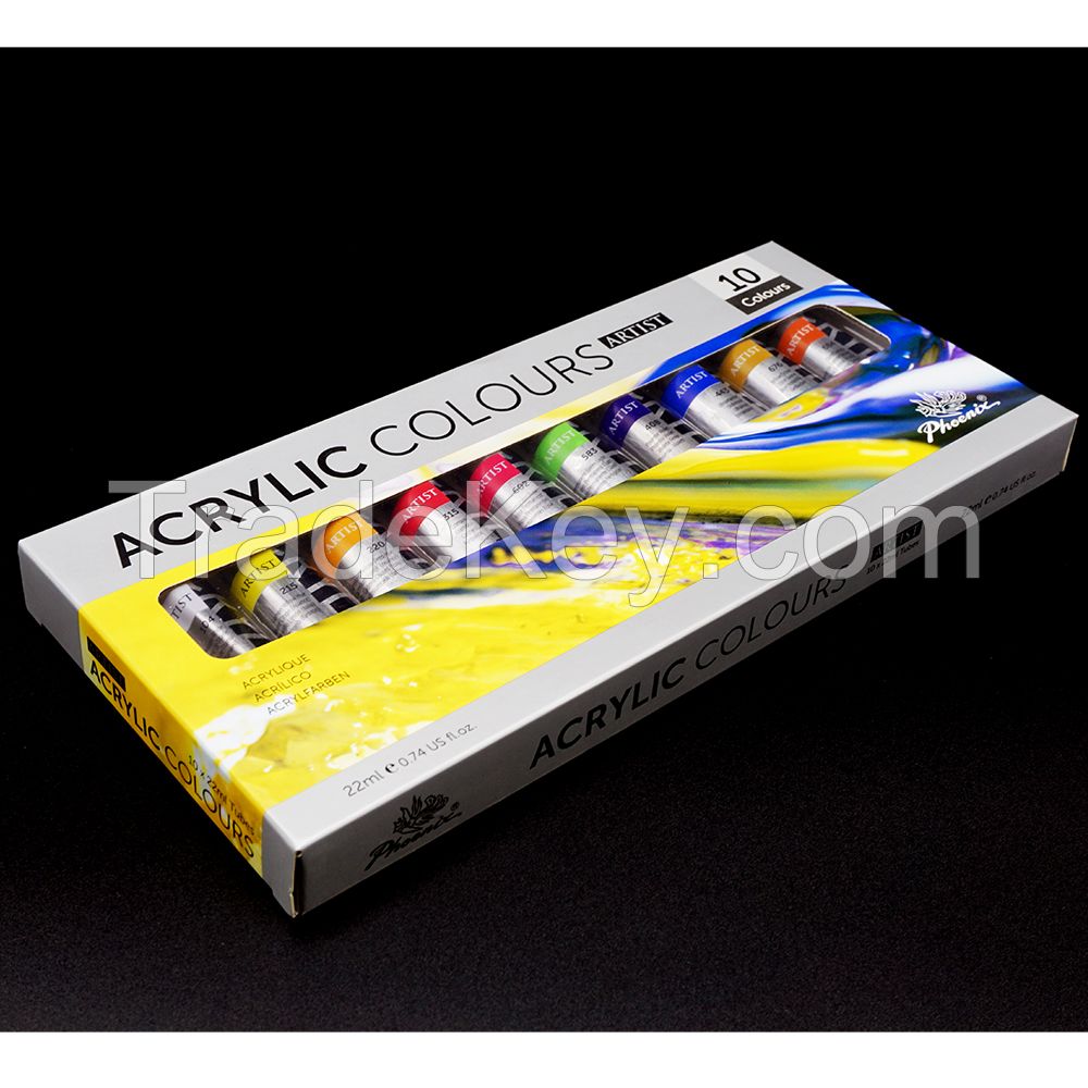 Acrylic Color Sets for Beginners and School Students in 10 Color X 22 Ml Tubes Acrylic Paint Set