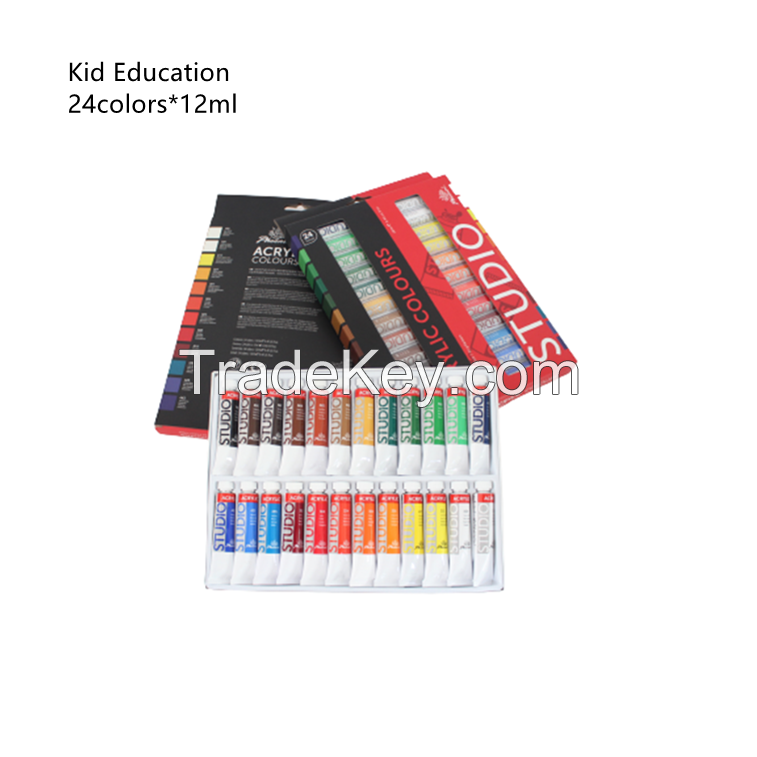 Hot Acrylic Paints 24 x 12ml in 61 colors art sets Wholesale For Canvas with AP EN71 CE certification