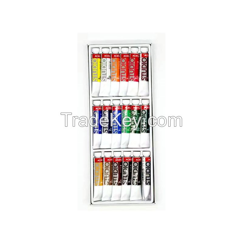 Cheap Acrylic 18 x 12ml studio paints art set for canvas with CE AP certidied Phoenix OEM