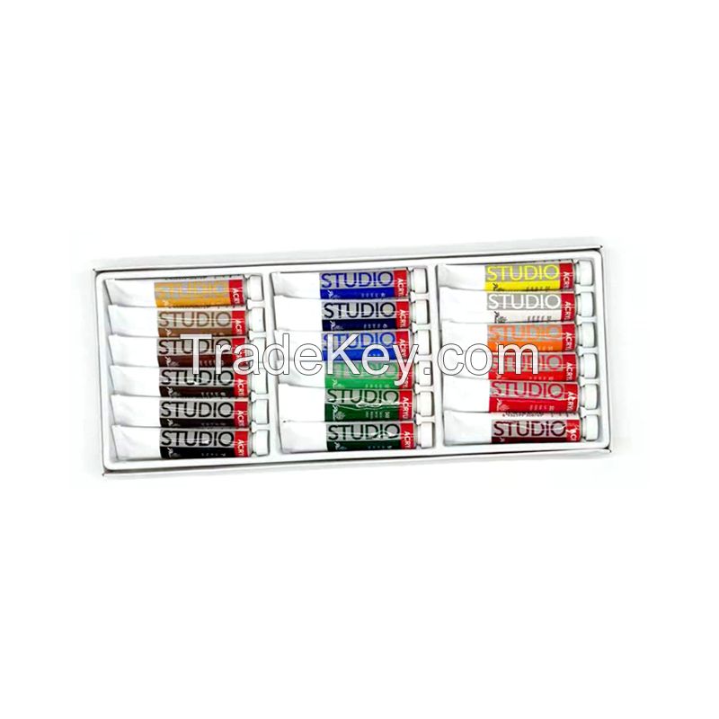 Hot selling Acrylic 18 x 12ml studio paints art set for canvas with CE AP certidied Phoenix OEM