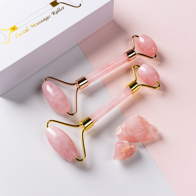 wholesale face massage jade roller rose quartz natural stone crystal and gua sha