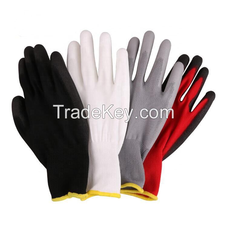 EN388 Nylon Polyester PU Coated Safety Gloves for Working Safety