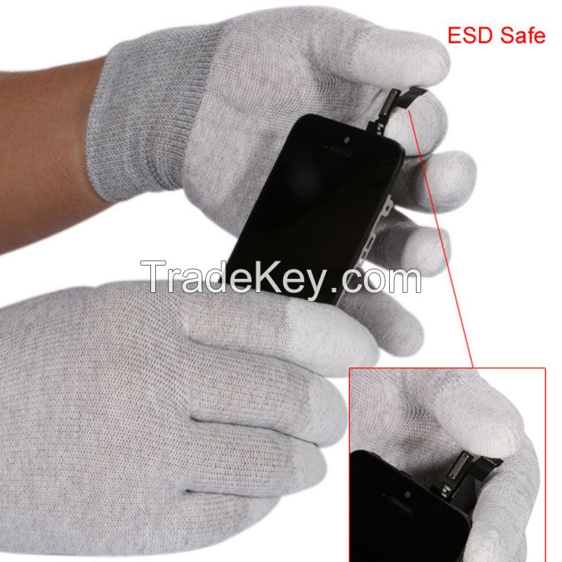 ESD 13 Guage Finger PU Coated Top Fit Gloves for Cleaning Room