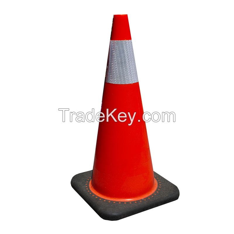 Roadway Safety PVC Orange Reflective Film Parking Barrier Traffic Road Cone