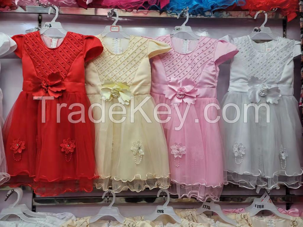 Embrodiery Lace Equin Tops Tulle Flower Girls Dress for Girls