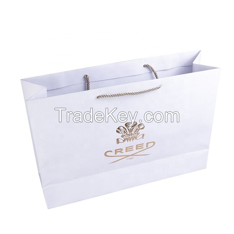 New Custom Size Logo Design Clothing Packing Garment Paper Bag White P