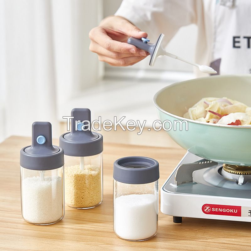 Small Glass Sugar Bowl with Lid and Spoon Dispenser Salt Containers pepper holder Jar for Home and Kitchenï¼�260mlï¼�
