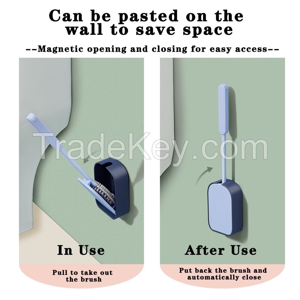 The Toilet Brush and Holder Set for The Bathroom, The Flexible Toilet Brush Head is Convenient for Cleaning, The Wall is Placed on The Wall to Save Space, and The Ventilation Slot Base