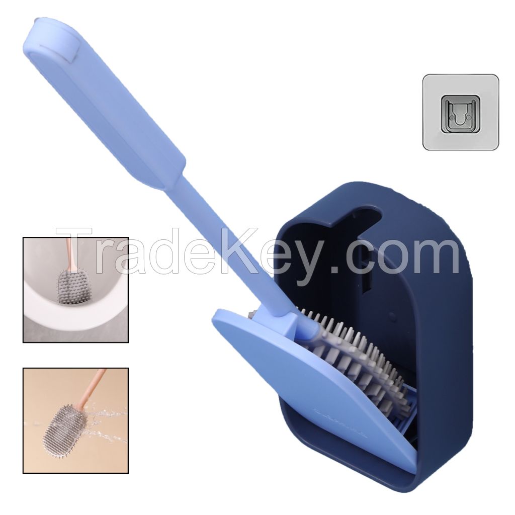 The Toilet Brush and Holder Set for The Bathroom, The Flexible Toilet Brush Head is Convenient for Cleaning, The Wall is Placed on The Wall to Save Space, and The Ventilation Slot Base