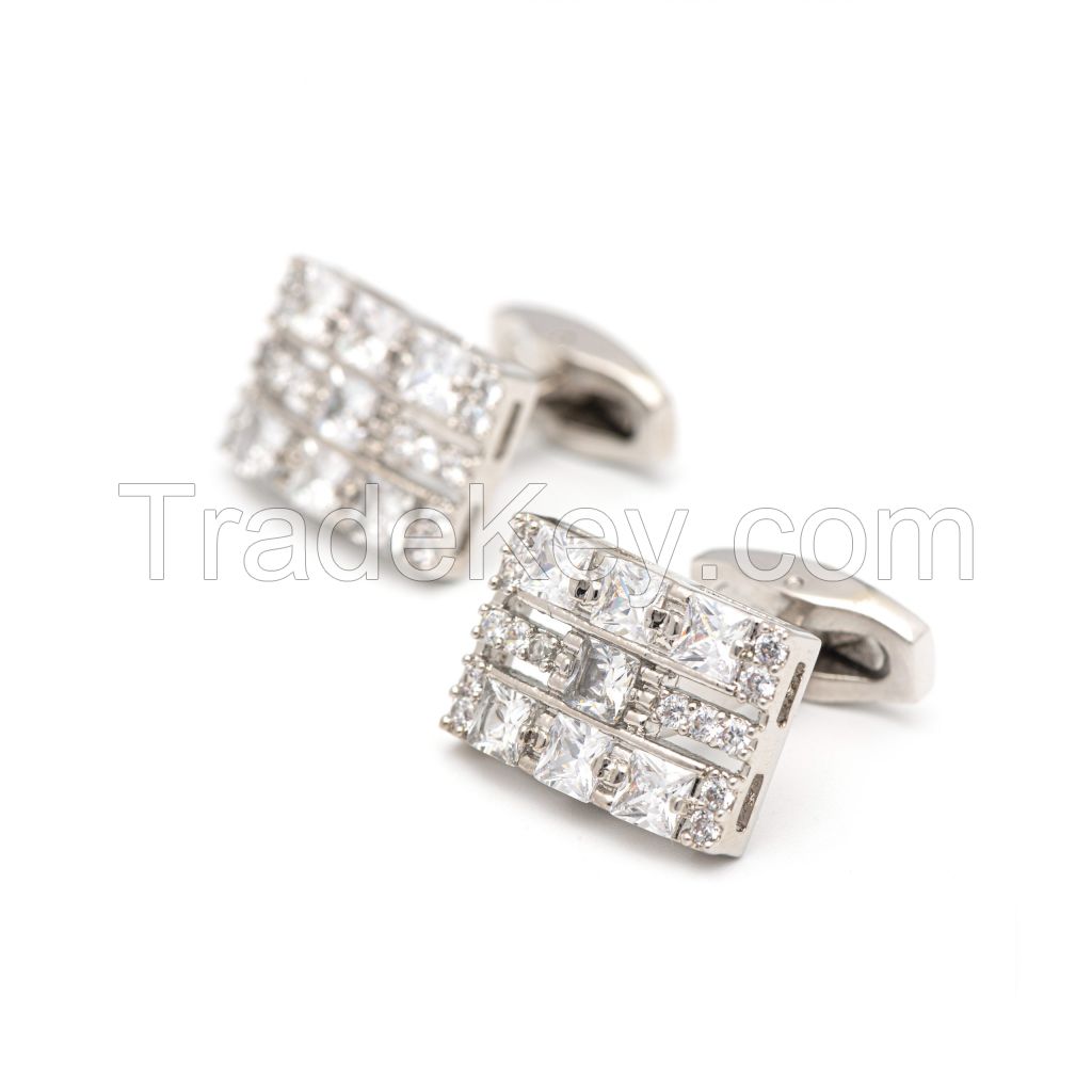 Silver Rhinestone Cufflinks Wedding Cufflinks