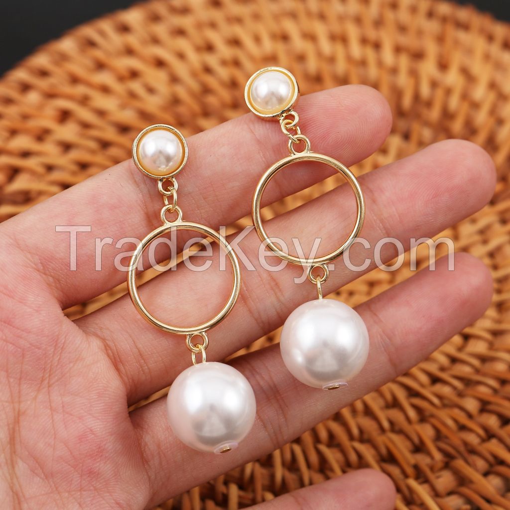 Cross border retro imitation natural fresh water simple pearl shaped earrings Baroque Pearl Earrings female Pearl Earrings