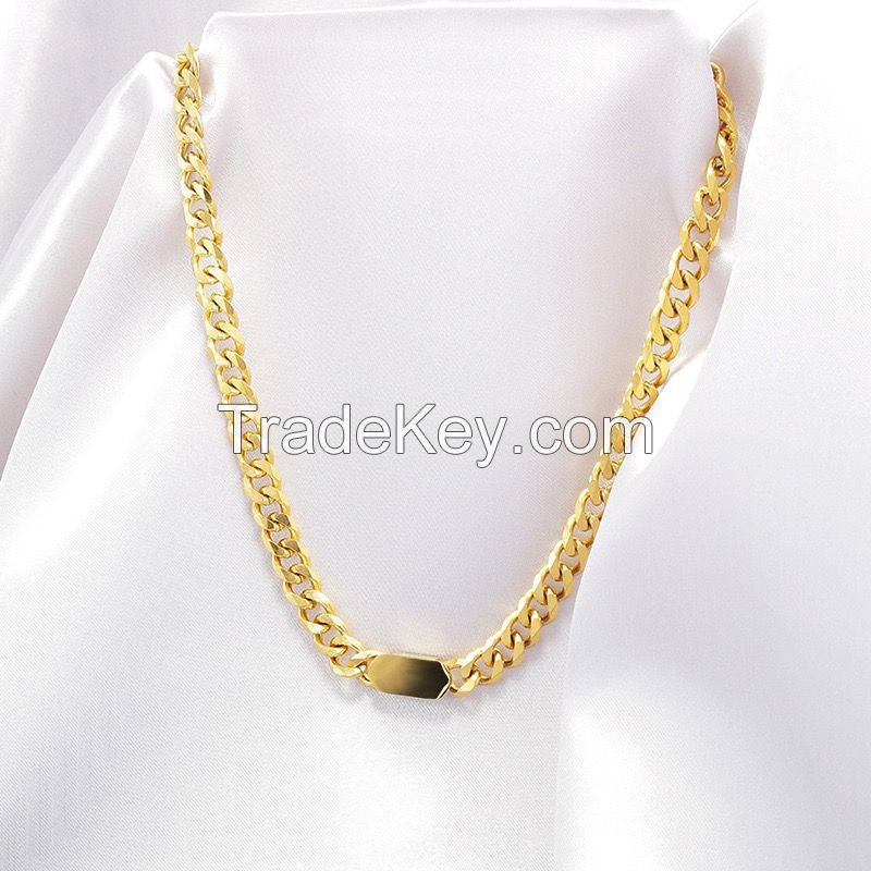 Titanium steel non fading Necklace European and American style versatile 18K Gold hip hop sweater chain 2020 new accessories pop Necklace