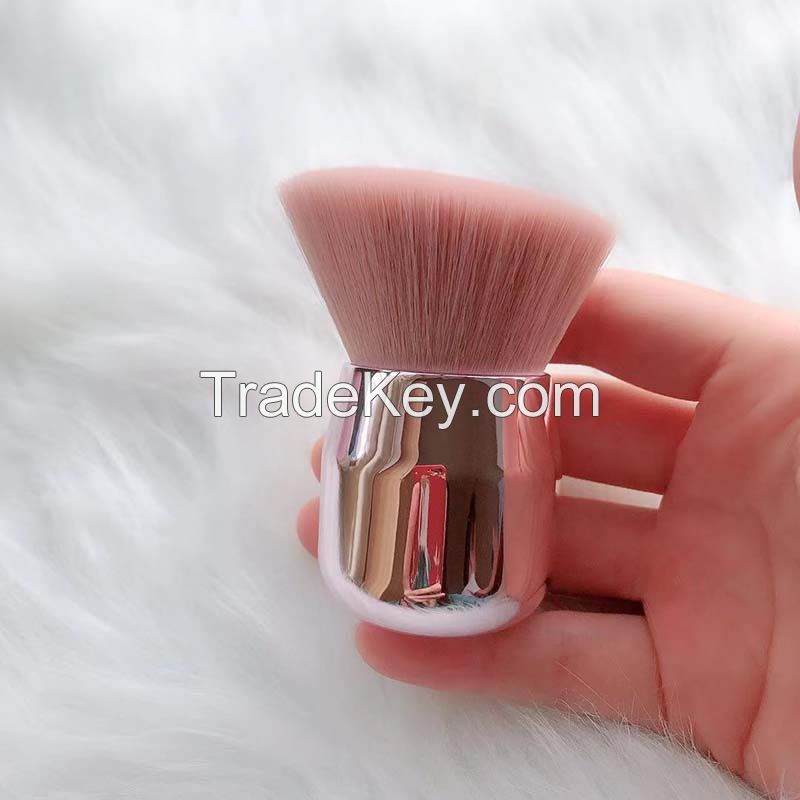 Pink soft synthetic hairy mushroom head powder brush plastic little Ka