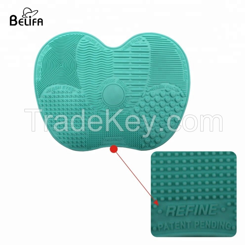 wholesale big silicone makeup brush cleaning pad and make up brush cleaning mat with chuck