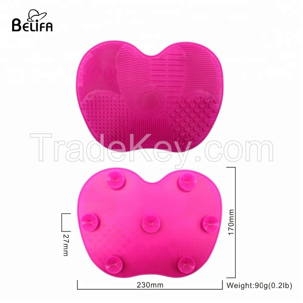 wholesale big silicone makeup brush cleaning pad and make up brush cleaning mat with chuck