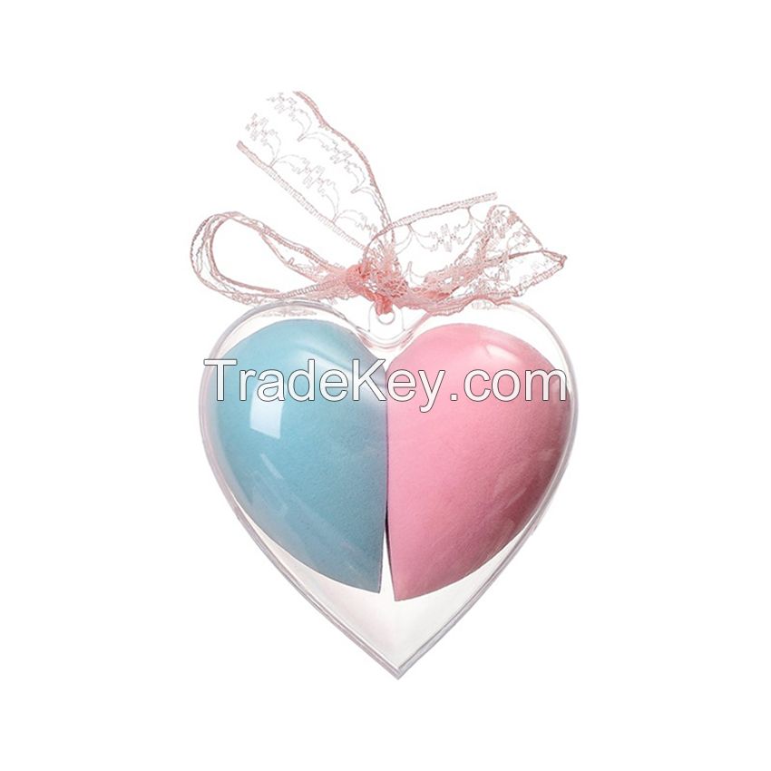 Personalized Love Heart Shape Beauty Egg Puff Wet And Dry Face Wash Makeup Hydrophilic Non-latex Sponge Puff Holiday Gift