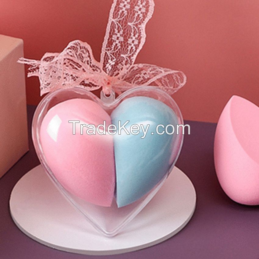 Personalized Love Heart Shape Beauty Egg Puff Wet And Dry Face Wash Makeup Hydrophilic Non-latex Sponge Puff Holiday Gift