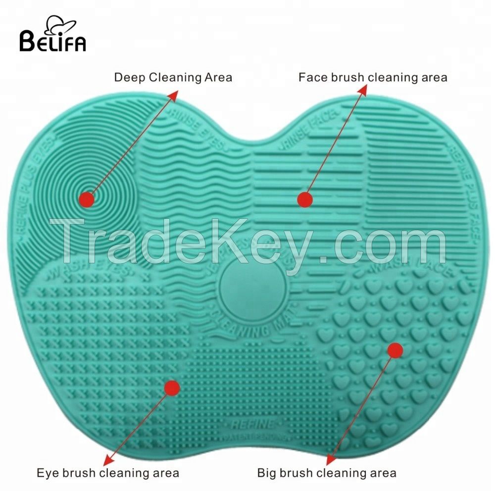 wholesale big silicone makeup brush cleaning pad and make up brush cleaning mat with chuck