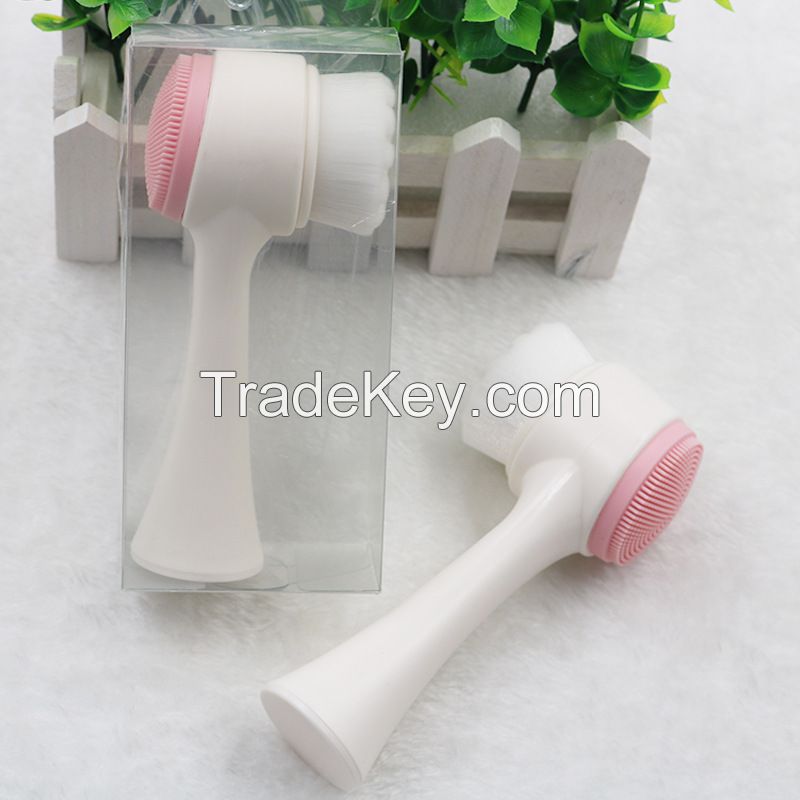 soft bristle station cleansing brush 3D double face cleansing brush manual cleansing brush deep cleaning