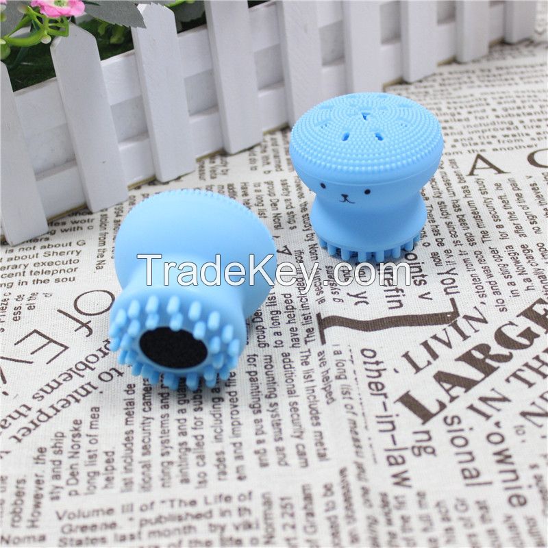 Hot Selling Cute Octopus Soft Silicone Facial Cleansing Brush Deep Cleaning Gentle Exfoliating Skin Massage