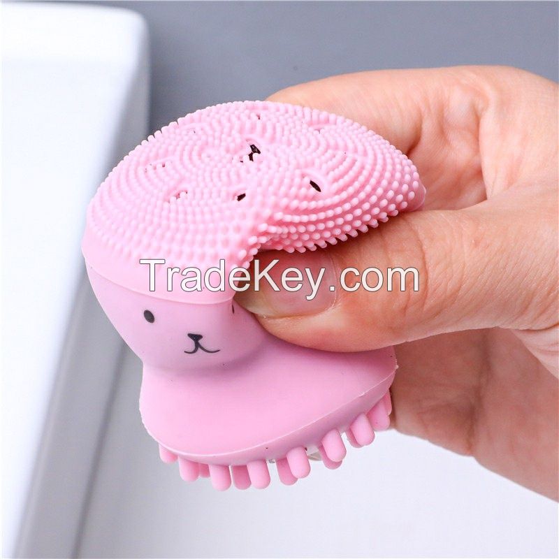 Hot Selling Cute Octopus Soft Silicone Facial Cleansing Brush Deep Cleaning Gentle Exfoliating Skin Massage