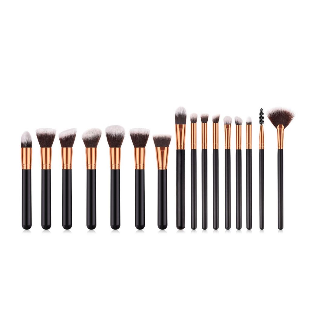 Wholesale Professional Synthetic Hair Makeup Brushes Kit Private Lable Custom Logo 14Pcs Black Rose Gold Makeup Brush Set