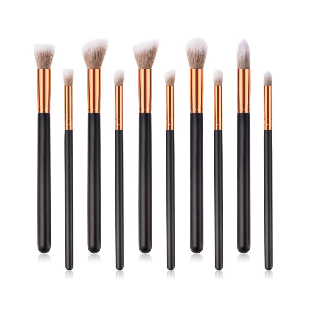 Wholesale Professional Synthetic Hair Makeup Brushes Kit Private Lable Custom Logo 14Pcs Black Rose Gold Makeup Brush Set