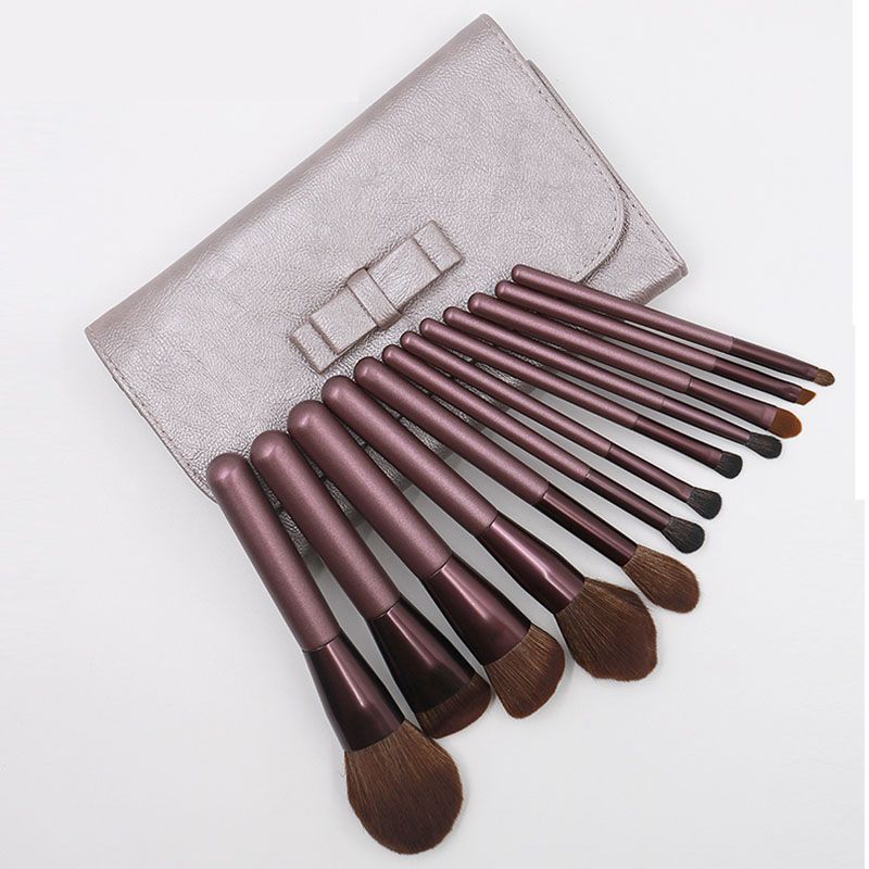 New Arrivals nylon oval makeup brush set 12 pcs private abel small grape makeup brushes set with case