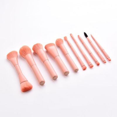 Custom LOGO 10PCS Makeup Tool long handle Cosmetic Brush Bag Gift Face Beauty Brushes Pink Makeup Brushes Set