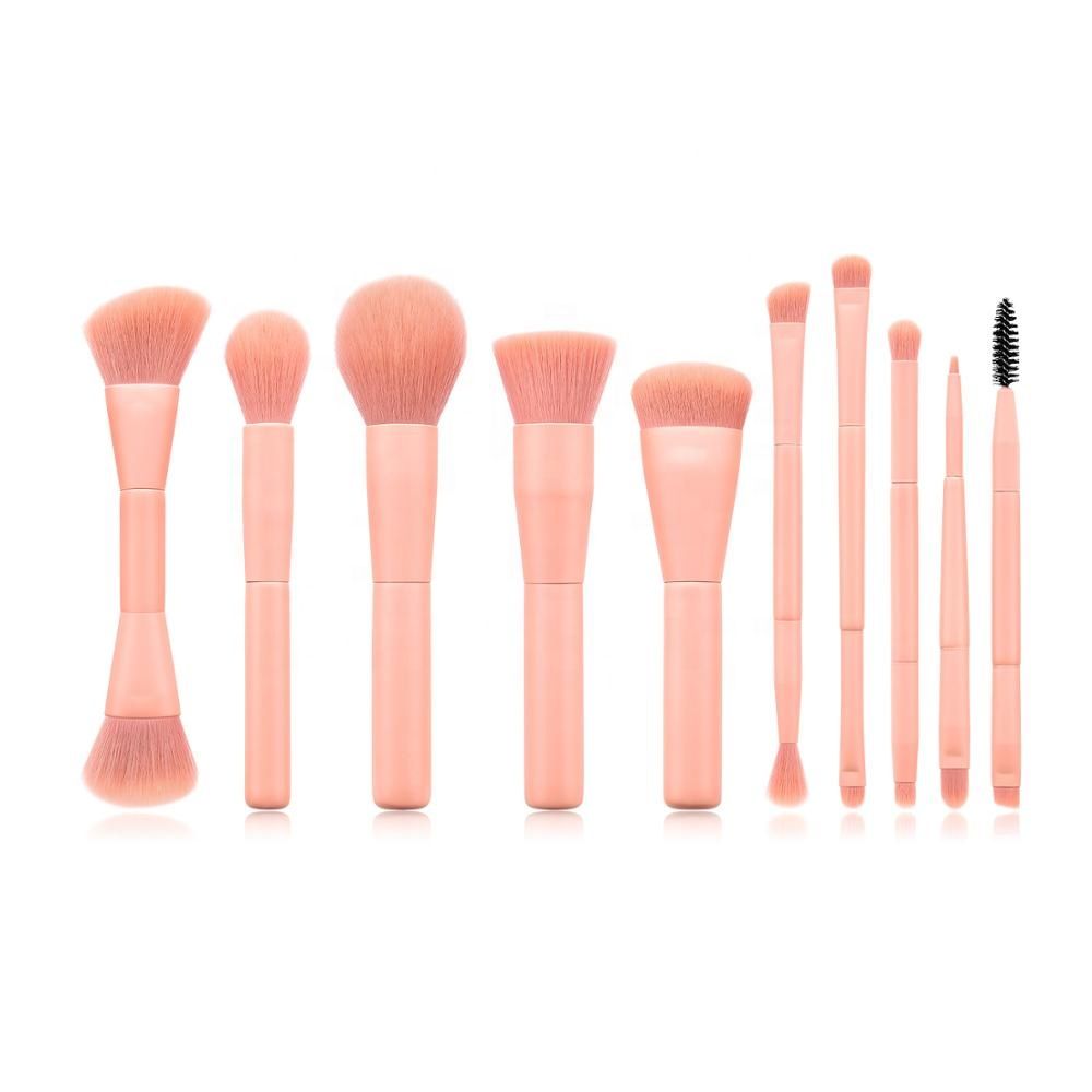 Custom LOGO 10PCS Makeup Tool long handle Cosmetic Brush Bag Gift Face Beauty Brushes Pink Makeup Brushes Set