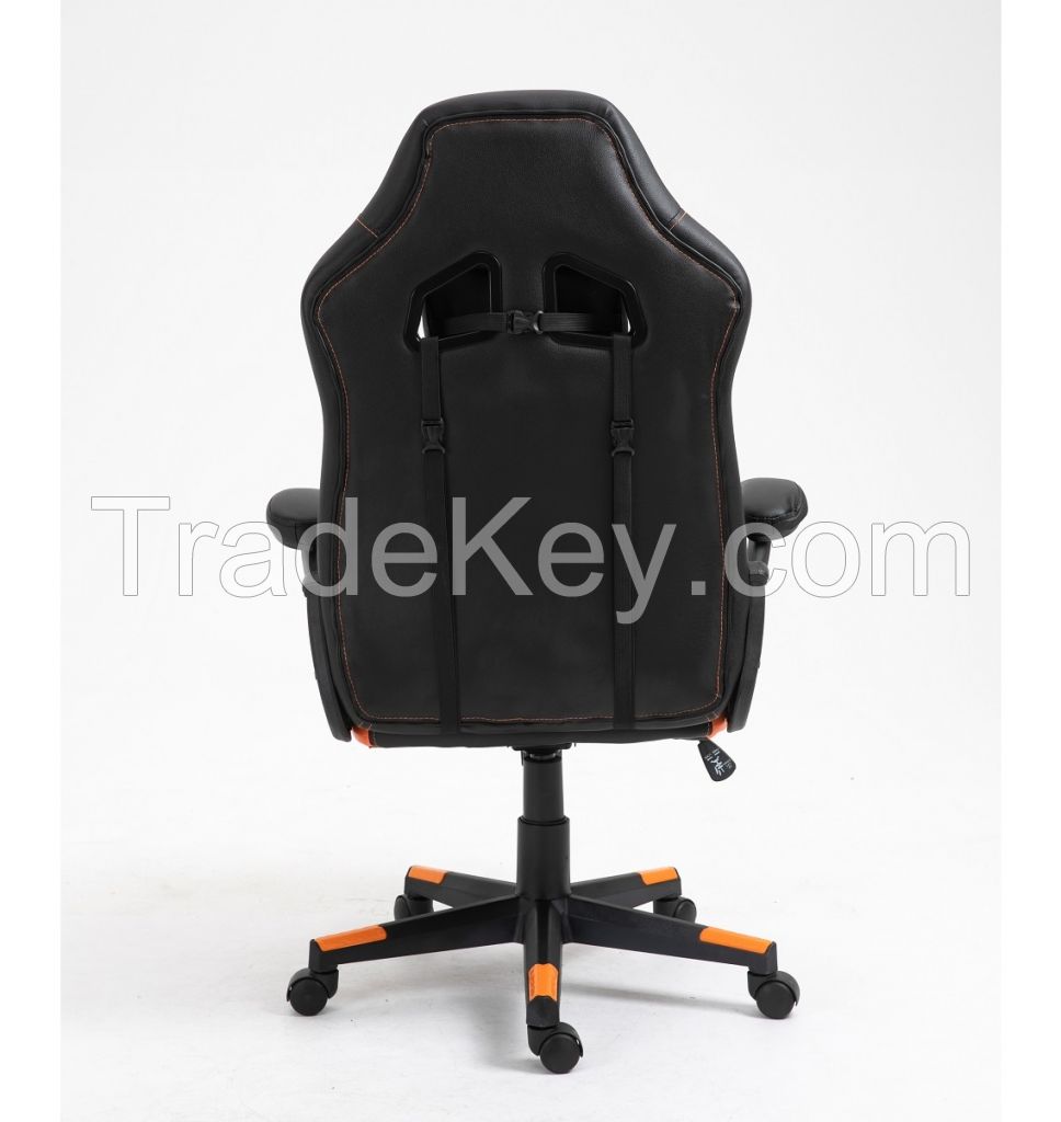 Factory Direct Sale Comfortable Big Size Wide Seat Height Adjustable Swivel Black Orange Leather Office Chair Gaming Chair