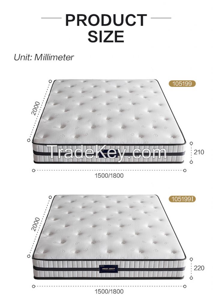 Quanu 105199 Anti-mite latex high quality mattresses zone pocket spring bed mattress