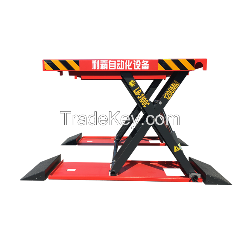 Scissor Car Lift LIBA Mid Rise Scissor Lift Auto Vehicle Ramp Car Lift with 1.2M high 4T capacity pneumatic unlock