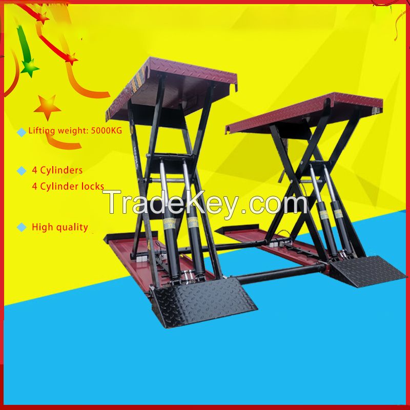 5T  Factory Price Four Cylinder Hydraulic Car Lift Auto scissor Car Lift