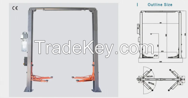 4.2ton Clear Floor Electric Release Two Post Lift Electric Hoist for Automobile Garage Repair Use