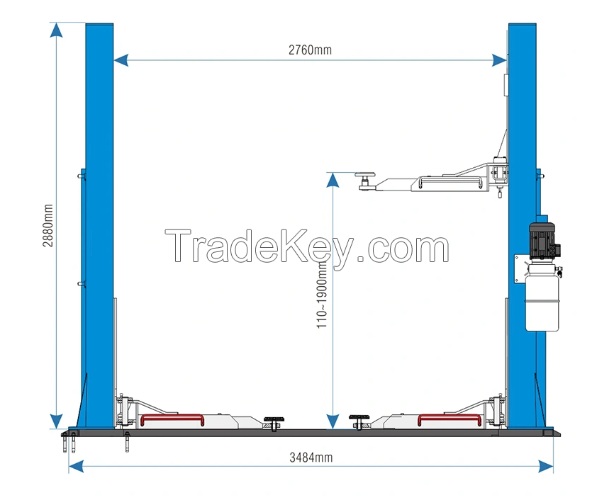 4 Tons Automatic Repair Lifting Car Lift 2 post elevator car lift