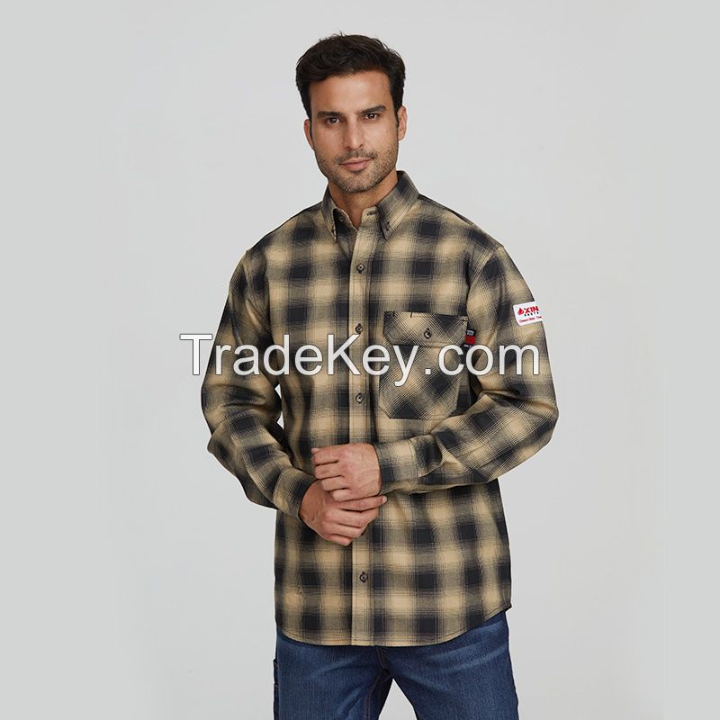 wholesale Men's mechanic Construction UL Workwear long sleeve welding work Shirt with logo