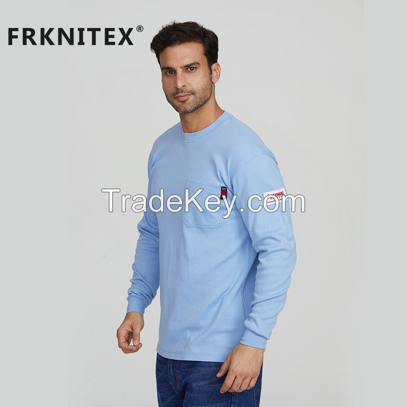 Wholesale 100% cotton shirt NFPA2112 UL fire retardant long sleeve knit mechanic work shirt