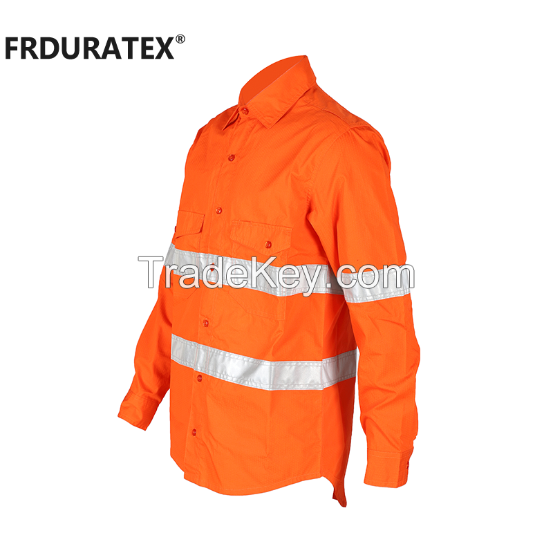 Men 100% Cotton Hi Visible fr Fireproof Reflective Uniform Welding Hi Vis Shirt