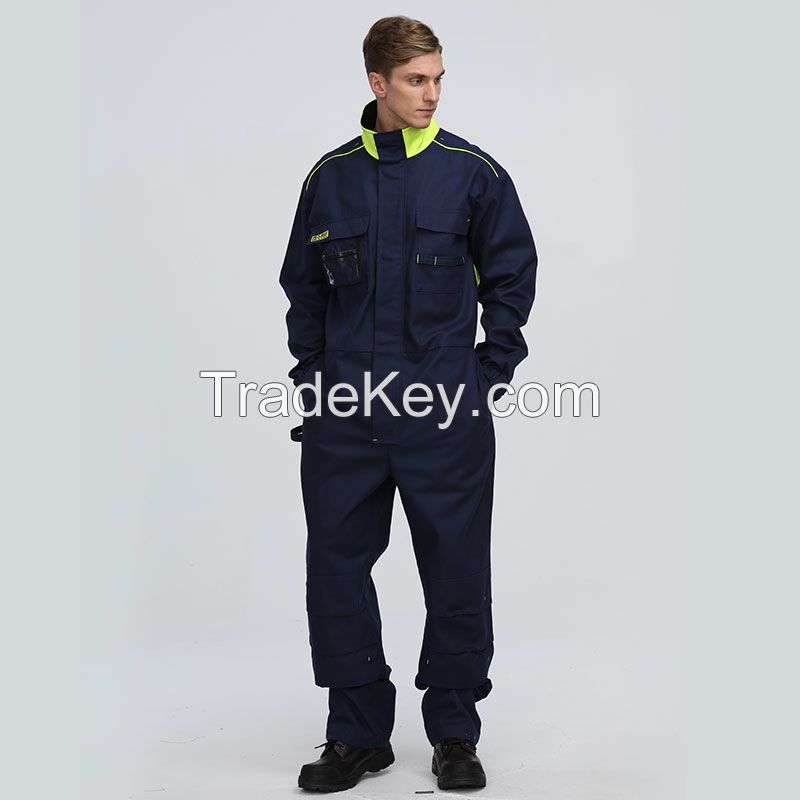 Wholesale Mens 100% Cotton Blue Working Frc Flame Retardant Mining Fireproof Industrial Workwear Coverall