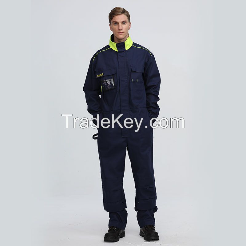 Wholesale Mens 100% Cotton Blue Working Frc Flame Retardant Mining Fireproof Industrial Workwear Coverall