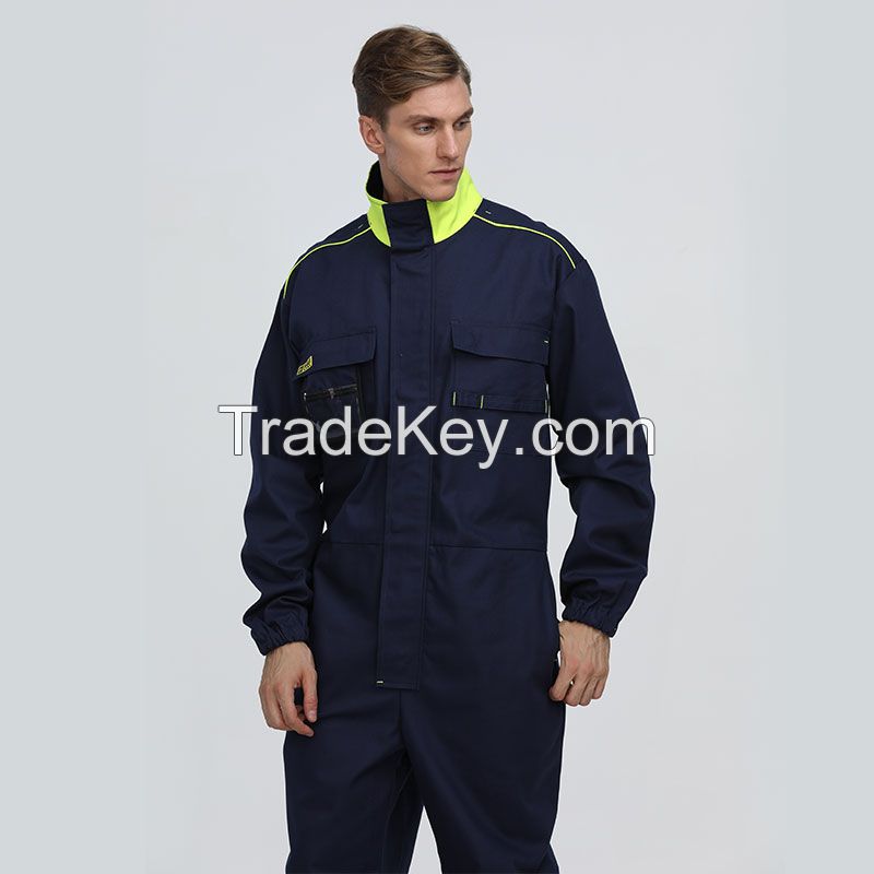 Wholesale Mens 100% Cotton Blue Working Frc Flame Retardant Mining Fireproof Industrial Workwear Coverall