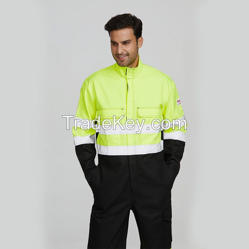 Wholesale mens hi vis workwear flame retardant reflective industrial mining fireproof working coverall