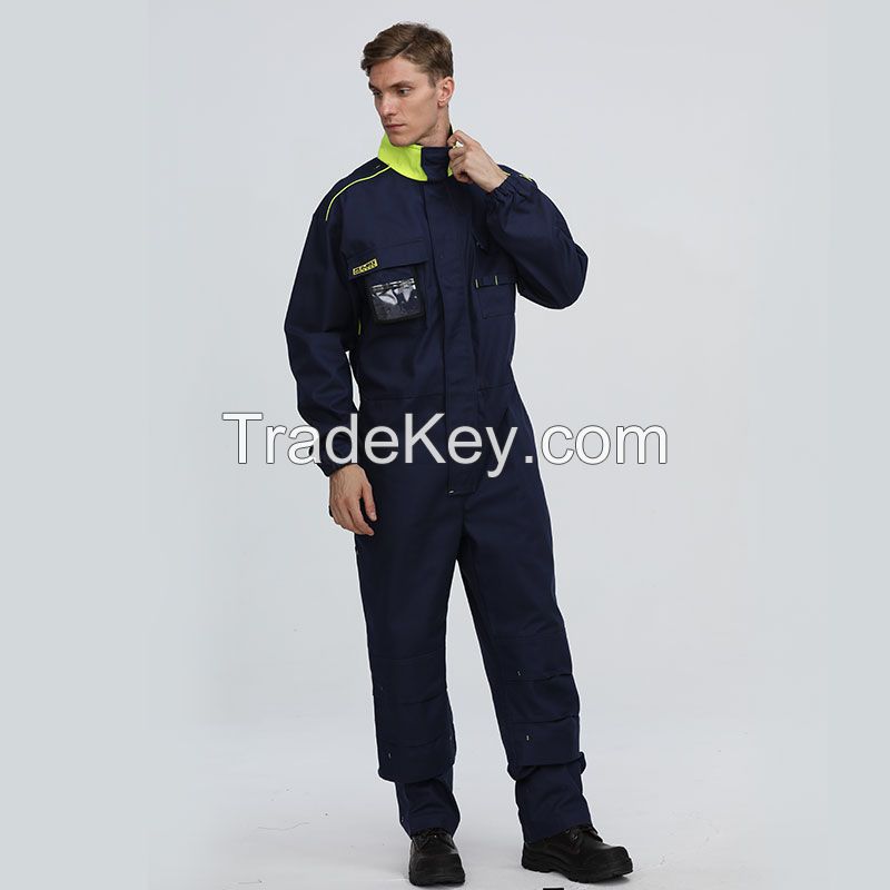 Wholesale Mens 100% Cotton Blue Working Frc Flame Retardant Mining Fireproof Industrial Workwear Coverall