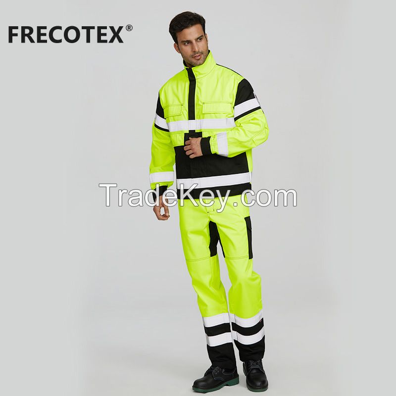 Custom Workwear Fire Retardant Industrial Long Work Flame Retardant Workwear Jacket  For Mens