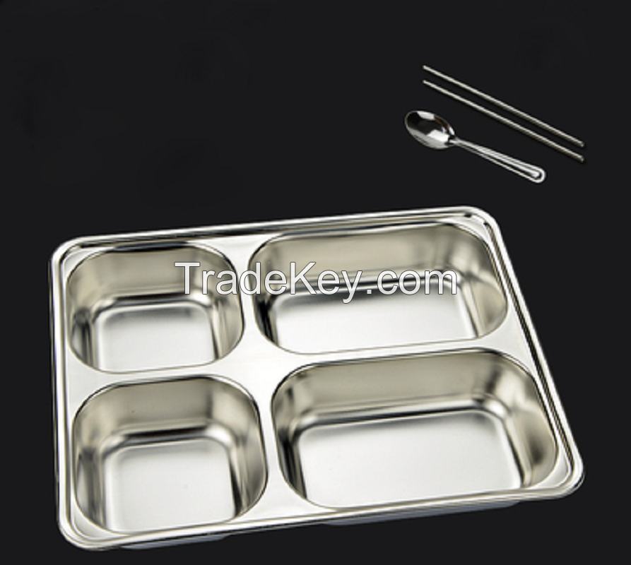 100% Stainless Steel 3 In 1 Three Compartment Divided Dinner Plate